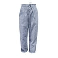 thumbnail image 4 of Rigardu Women's Elastic Waist Striped Casual Pants Loose Cotton And Linen Pants Blue+XXL, 4 of 4