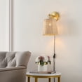 thumbnail image 2 of SAFAVIEH Ciaran Tungsten Brass Metal Wall Sconce with Light Brown Rattan Shade, Set of 2, 2 of 8