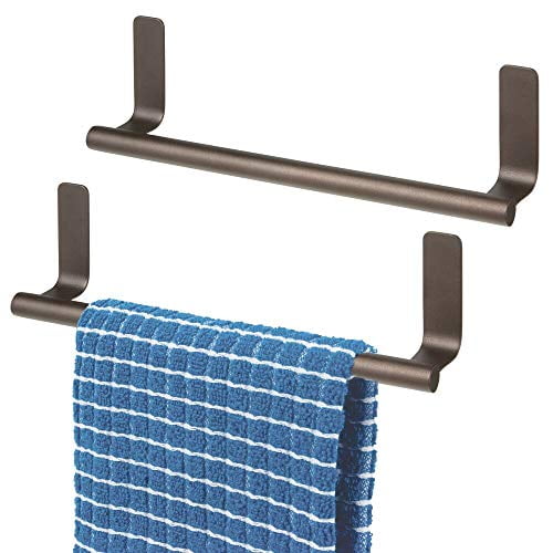 mDesign Decorative Metal Kitchen SelfAdhesive, Wall Mount Towel Bar