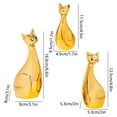 thumbnail image 3 of Xecvkr Ceramic Pet Family Cat Figurine Art Sculpture Porcelain Parent Kids Office Living Room Shelf Desktop Centerpiece Keepsake Animal Lover Gift 3pcs Gold, 3 of 6