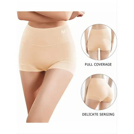 

4 Pack Boyshorts Underwear For Women High Waisted Cotton Panties Stretch Briefs