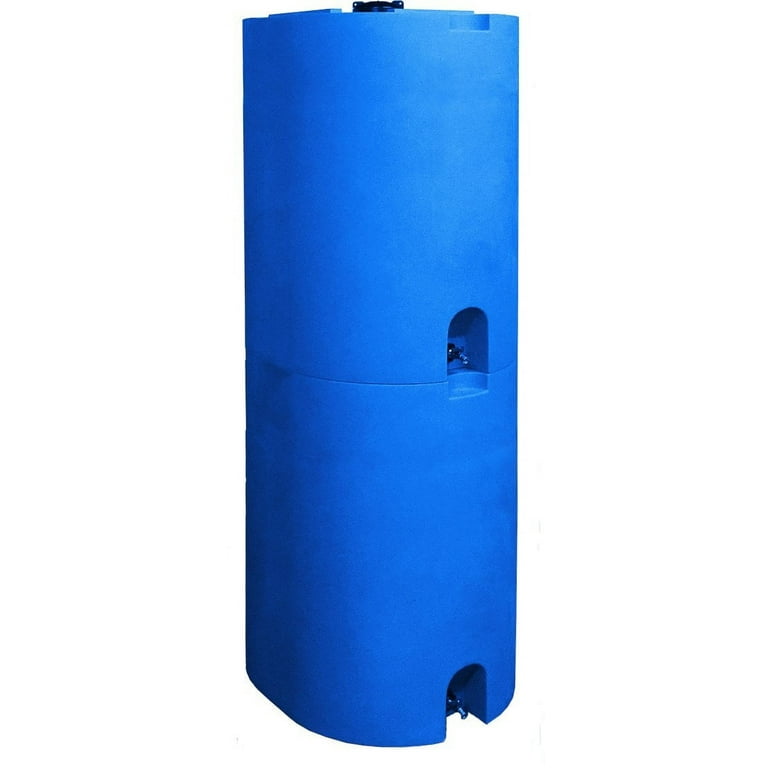 Blue 55 Gallon Water Storage Tank by WaterPrepared - Emergency Water Barrel Container with Spigot for Emergency Disaster Preparedness - Stackable- Inc