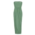 thumbnail image 4 of Ecqkame Prom Dresses 2025 Sexy Strapless Tube Evening Dress Solid Color Wrap Hips Hollow-Out Long Dress Green XL, 4 of 5
