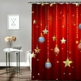 thumbnail image 2 of Fenyluxe Ornaments Stars Garland Pretty Bathroom Shower Curtain Set with Hooks, Christmas Decor 100% Polyester Fiber Shower Curtain for Bathroom, Various Sizes 60x72, 2 of 7