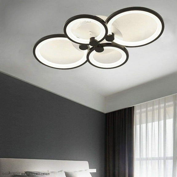 FETCOI, Modern LED Acrylic Circle Ring Ceiling Lighting Flush Mount LED Ceiling Light Fixture Lamp with Remote Control(4 Heads)
