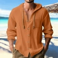 thumbnail image 2 of MXUIKV Cotton Linen Shirts for Men Hooded Long Sleeve Lightweight Button down Shirts for Men Beach Shirts, 2 of 5