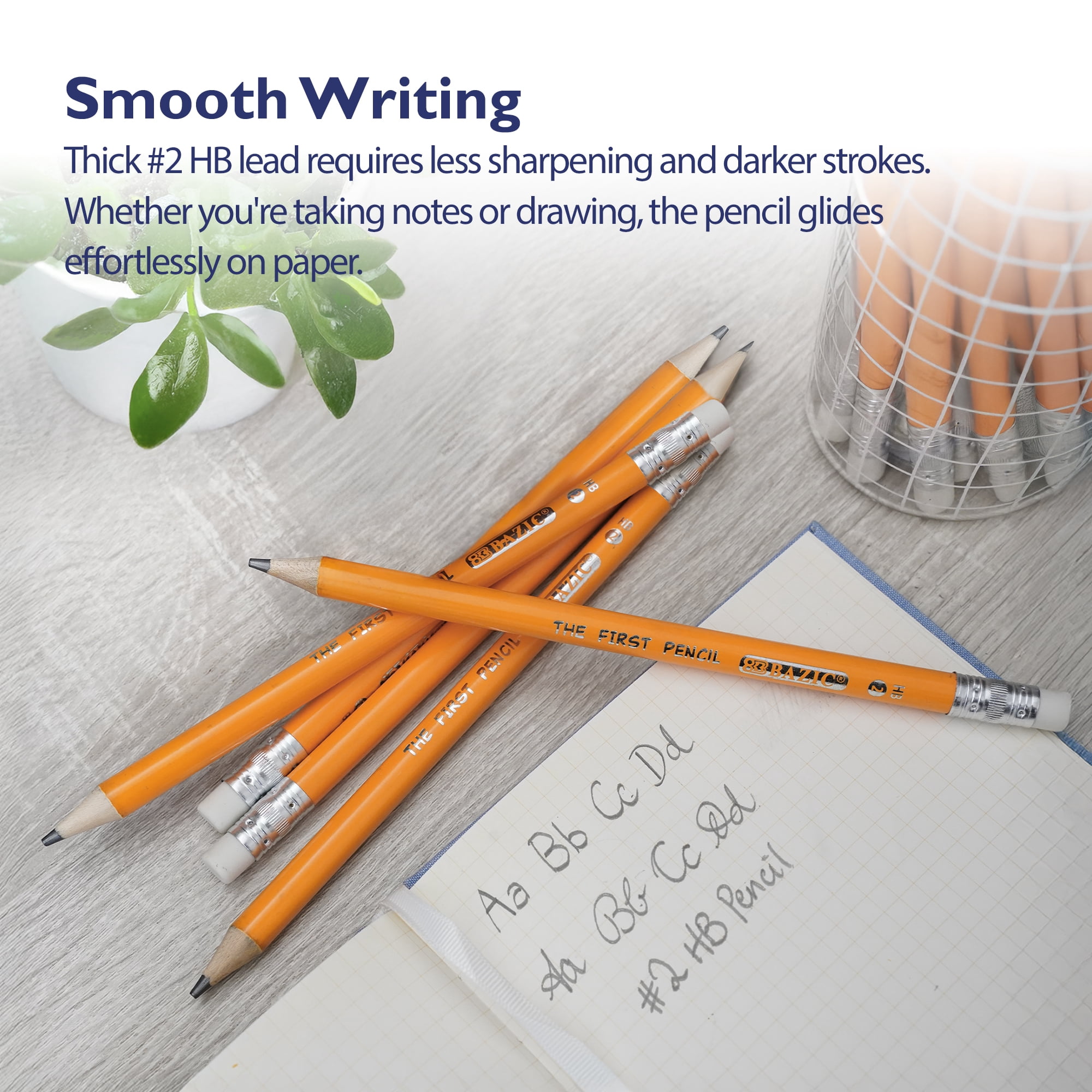 BAZIC Pre-Sharpened #2 HB Jumbo Pencils, Latex Free Eraser (12 Count/Pack), 72-Packs