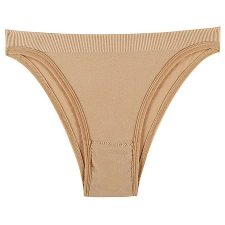 Scyoekwg Women s Underwear Ladies Underpants Solid Color Stretchy Comfort Hipster Panties Low Waisted Underwear Knickers Underpants(Beige XL)
