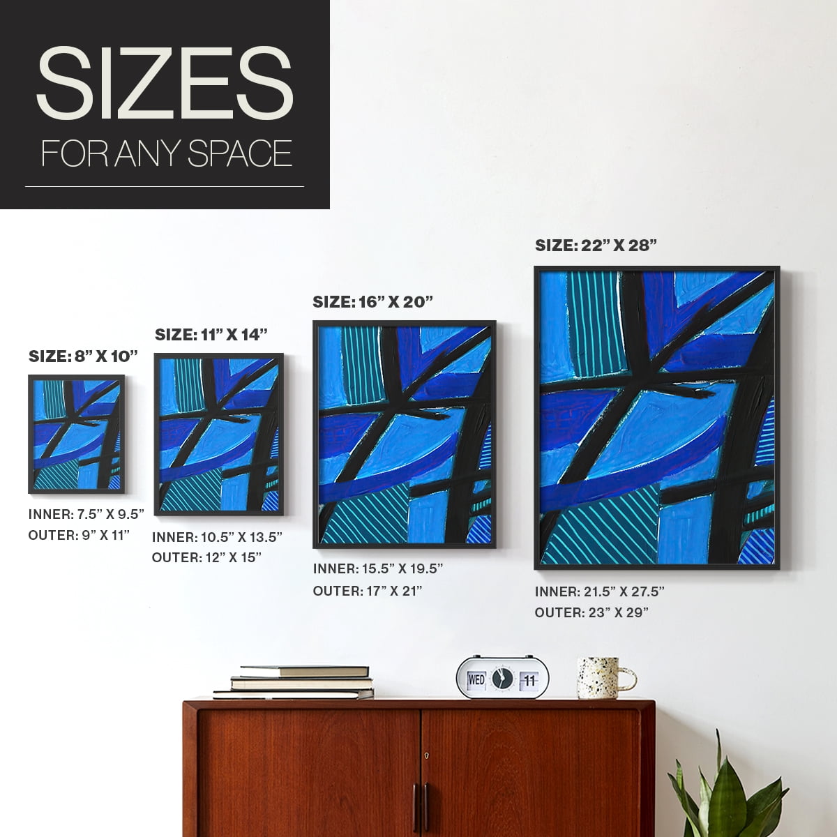 Involved Blues II Framed Print in Black Solid Wood Framed Print No Nail Hanging
