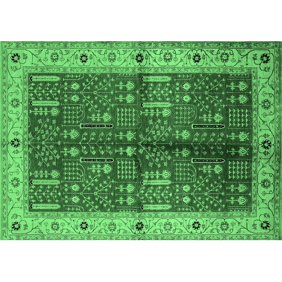 Ahgly Company Indoor Rectangle Oriental Emerald Green Industrial Area Rugs, 3' x 5'