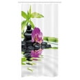 thumbnail image 1 of Spa Stall Shower Curtain, Asian Relaxation Ways with Zen Massage Stones Purple Orchid and a Bamboo, Fabric Bathroom Set with Hooks, 36W X 72L Inches Long, Purple Black and Green, by Ambesonne, 1 of 1