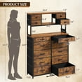 thumbnail image 4 of EnHomee 62.8"H Tall Dressers for Bedroom with 14 Drawers Fabric Dresser with LED Lights and Charging Station,Chests of Drawers with Open Shelves,Rustic Brown, 4 of 8