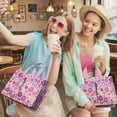 thumbnail image 5 of Floral Canvas Tote Bag for Women with Compartments, Large Cute Flower Teacher Student Shoulder Bag Nurse Purses Crossbody Bags Work Laptop Book Bag Satchels Handbags, 5 of 6