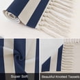 thumbnail image 6 of Navy Blue Striped Washable Area Rug 3'x5', Modern Farmhouse Blue White Stripes Woven Cotton Tassels Kitchen Rugs, Non Slip Indoor Door Mat Throw Carpet for Entryway Living Room Nursery Laundry Room, 6 of 9