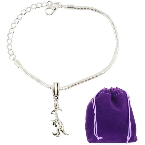 Parasaurolophus Dinosaur Snake Chain Charm Bracelet