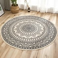 thumbnail image 2 of Boho Cotton Mandala Round Area Rug for Bedroom Living Room, with Bohemian Floral Pattern Hand Woven Circle Carpet with Tassels Fringe, Chic Indoor Floor Mat Machine Washable, 2 of 6