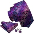 thumbnail image 3 of Juego de corbatas Barry.Wang de seda cachemir morada de 150 cm, 3 of 8