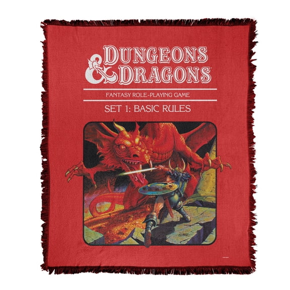 Dungeons & Dragons Blanket, 50'x60' Basic Rules Cover Woven Tapestry Cotton Blend Fringed Throw