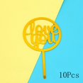 thumbnail image 1 of 10Pcs Mirror Gold Acrylic Love Heart Happy Birthday Cake Toppers Birthday Decoration Cake Tools Mothers Fathers Anniversary Days Gao Jinjia LED, 1 of 2
