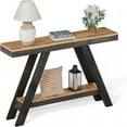 thumbnail image 2 of Easy4Home A-Frame Hand Made Rustic Wood Console Table 46" with Shelf for Hallway, Black, 2 of 7
