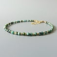 thumbnail image 2 of African Turqouise 3.5mm Round Shape Faceted Cut Beads 7 inch Gold Plated Clasp Bracelet for men, women, unisex. Link Chain Stacking Bracelet.|LINK_00053, 2 of 6