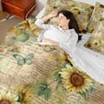 thumbnail image 4 of Feelyou Vibrant Gold Sunflower Bedding Comforter Set 7pcs, Retro Fashion Newspaper Queen Bedding Sets, Rustic Farmhouse Reversible Queen Sheet Sets, Lightweight Room Decor, 4 of 7