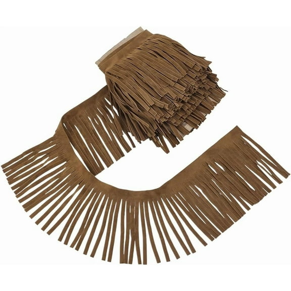4.37 Yard PU Leather Suede Fringe Trim 3-7/8 inch Wide Camel PU Leather Double Side Sewing Tassel Fringe Trim for DIY Craft Clothing Handbag Sewing Dress Crafts Embellishment Decoration Colorful