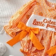 thumbnail image 6 of KPOPLK Newborn Baby Girl Fall Outfit Letter Print Long Sleeve Jumpsuit Bubble Romper Infant Clothing Set with Headband(6-9 Months,Orange), 6 of 8