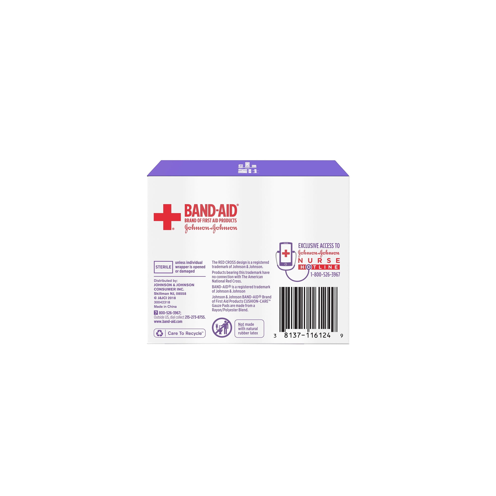 Band-Aid Brand Small Cushion Care Thick Gauze Pads 2 in X 2 in 25 Ct (Pack of 10)