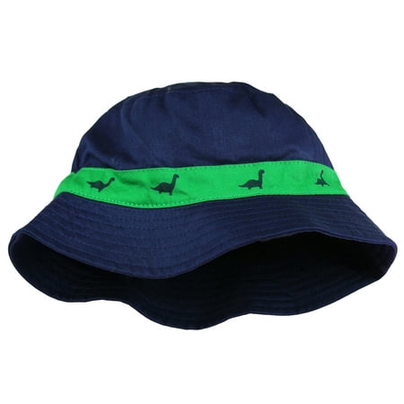 Little Me Safari Outdoor Twill Bucket Infant Boys Sun Hat Navy Blue Dino 12-24