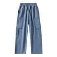 thumbnail image 7 of CYRBOKO Girls Cargo Pants, Holiday Loose Casual Elastic Waist Wide Leg Pants Blue Size 9-10 T, 7 of 7