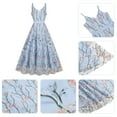 thumbnail image 4 of IBTOM CASTLE Women's 1950s Vintage Floral Embroidery Dress Flared Swing Dress Cocktail Party Wedding Dress L Blue, 4 of 8