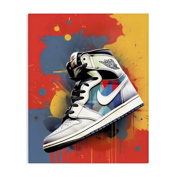 Stupell Industries Contemporary Shoe With Colorblock Background Canvas Art, 16 x 20, by Creative Studio