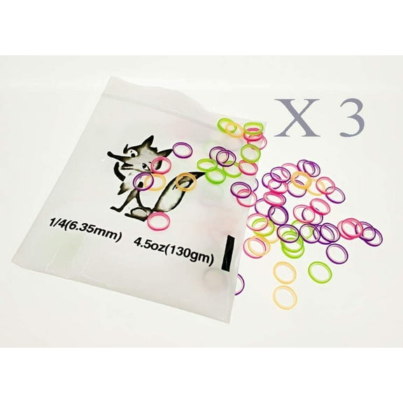 Multi Color Orthodontic Bands 1/4 Inch 4.5oz Neon Heavy Force Dental Tooth Plate Teeth Bands for Gap (3 bags - 300 pieces)