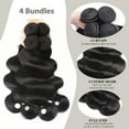 thumbnail image 2 of Human Hair Bundles Body Wave 12 14 16 18 Inch 4 Bundles 12A Human Hair Extensions 106% Unprocessed Brazilian Virgin Hair Deals Quick Weave Bundles Wet Wave Hair, 2 of 5