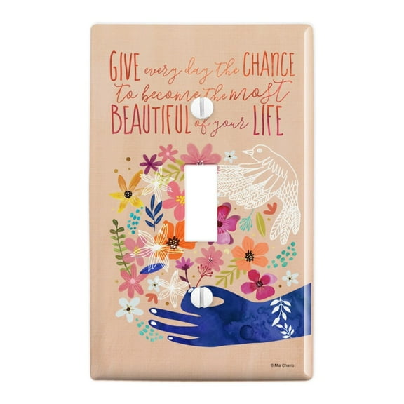 Give Everyday Beautiful Life Flowers Bird Plastic Wall Decor Toggle Light Switch Plate Cover