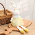 thumbnail image 1 of Adornos de conejito de Pascua con patas largas, estatua de tela de 43 cm con zanahorias y cestas, platos decorativos para la mesa., 1 of 6