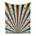 thumbnail image 1 of Circus Soft Flannel Fleece Blanket, American Flag Inspired Grungy Background with Pastel Colored Rays of Beams and Stars, Cozy Plush for Indoor and Outdoor Use, 70" x 90", Multicolor, by Ambesonne, 1 of 6