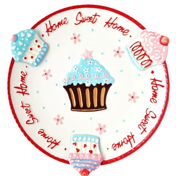 "Home Sweet Home" Cupcake & Cookie Ceramic Party Serving Plate (10 1/4" Wide)