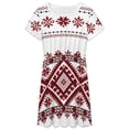thumbnail image 3 of Bohemian Style Embroidery Dress Fashion Beach Short Sleeve Dresses Female Party Printed Sundress, 3 of 7