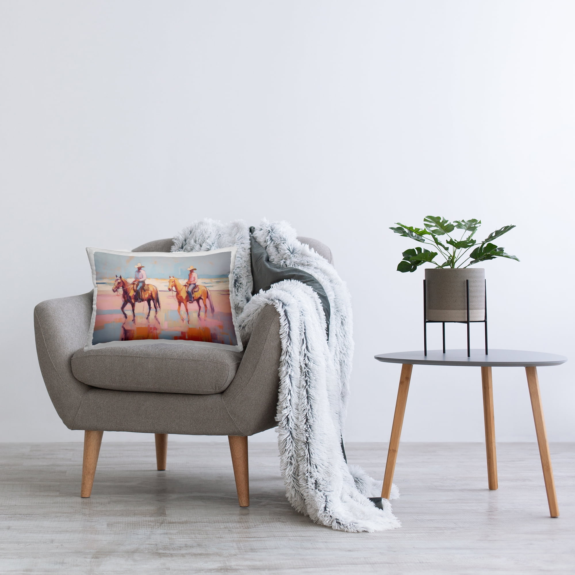 Stupell Industries Two Cowboys in Creek Decorative Printed Throw Pillow Design by Sisi and Seb.