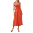 thumbnail image 2 of Faithtur Robe d'Été Décontractée pour Femmes Couleur Unie Froncée Longue Robe Mode Dos Nu Croisé, 2 of 9
