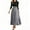 Gray, variant on WTOBBY Women's Belted Round Neck Solid Color Spliced 3/4 Sleeve Dress, Elegant Casual Tunic Style Midi Dress with Comfort Fit for Summer Days,Black L