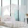 thumbnail image 1 of 4 Corners Post Princess Bed Canopy, Polyester Bed Curtain Breathable Mesh Bed Curtain Canopy Net Lace Design Princess Style Bed Netting for Girls Child Adults Bedroom Decoration, 1 of 8