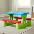thumbnail image 5 of Kids Outdoor Picnic Table & Chair Set, Removable Sun Umbrella, 2 Built-In Benches for Backyard/Patio/Indoor Use, 5 of 11