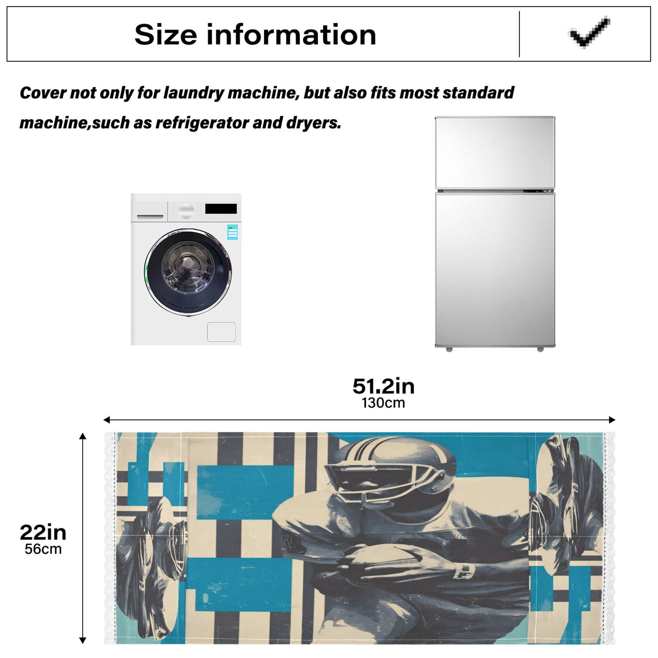 Wobogo No. 9 Football Player Washing Machine Cover Dustproof Washer Dryer Cover Waterproof Laundry Room Decorative Protector