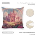 thumbnail image 4 of Pink castle rainbow flowers Linen toss pillowcase Decoration pillowcase Gift preferred 20x20" Cushion cover 4 set Sofa pillowcase Sofa bedroom living room car, 4 of 5