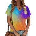 thumbnail image 2 of Raeneomay Oversized T Shirts for Women Casual Tops Women's Tie Gradient Printing Tees Casual Short Sleeve Loose T Shirt Ladies Tops Blouses Shirts, 2 of 5