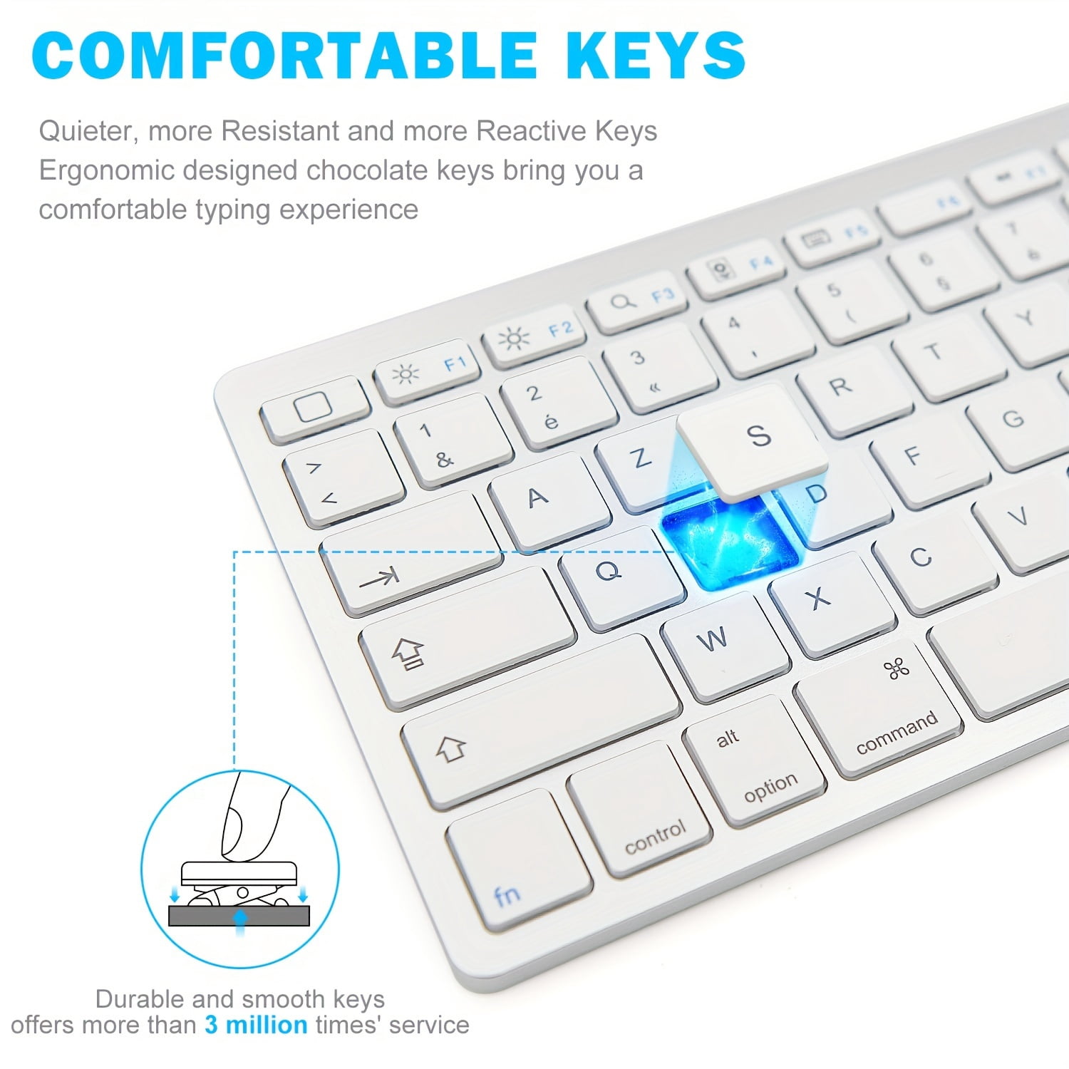 Wireless keyboard, stylish and slim scissor-switch keyboard, wireless keyboard, mini keyboard, computer keyboard.