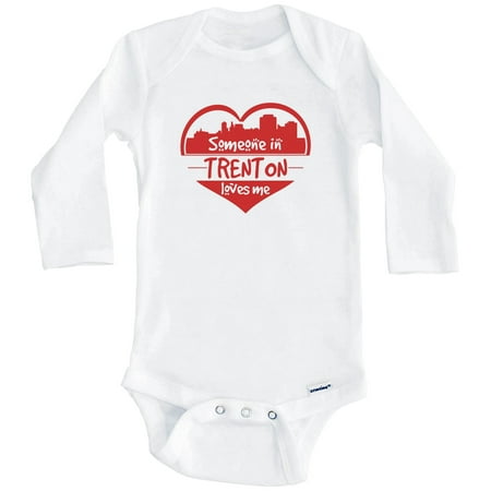 

Someone in Trenton Loves Me Trenton New Jersey Skyline Heart One Piece Baby Bodysuit (Long Sleeve) 3-6 Months White